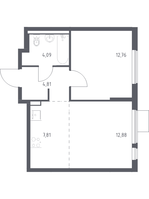 2 ккв (Евро) 42,4 м²