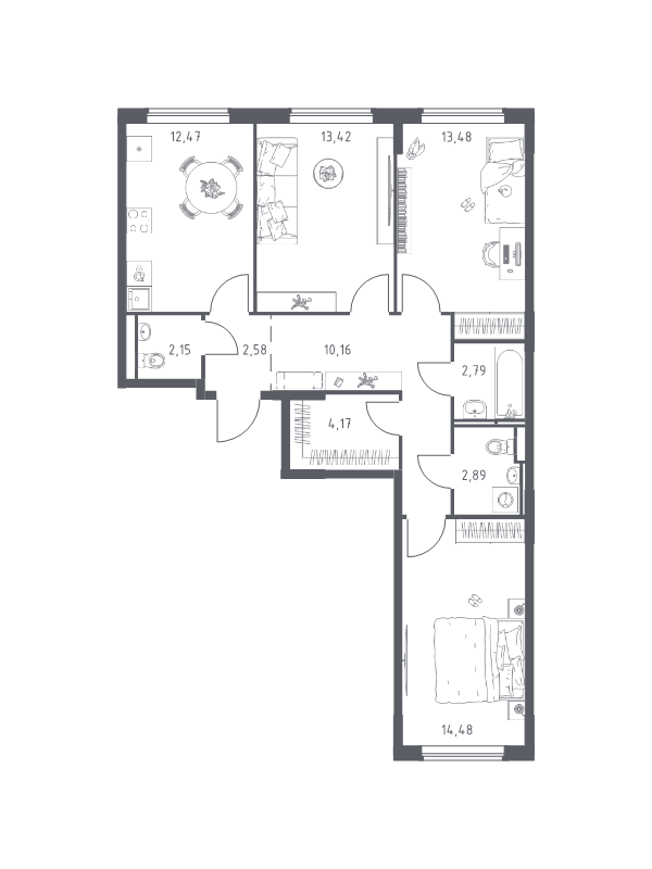 3 ккв 78,6 м²