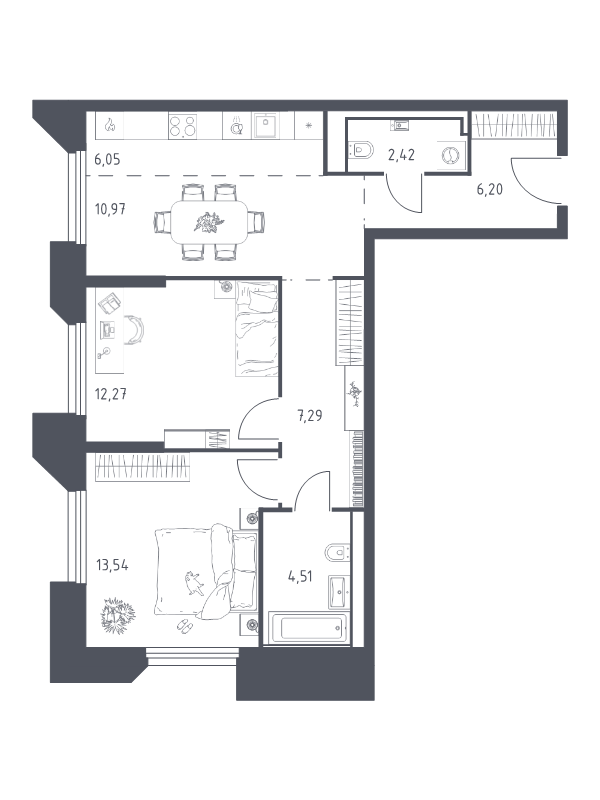 3 ккв (Евро) 63,3 м²