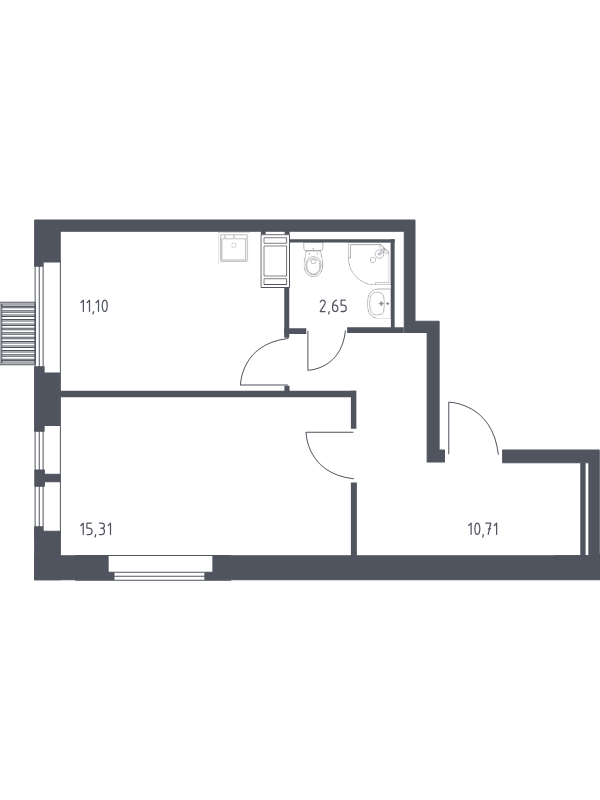 2 ккв (Евро) 39,8 м²