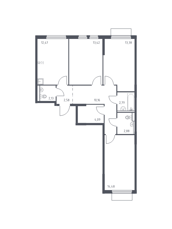 3 ккв 78,4 м²