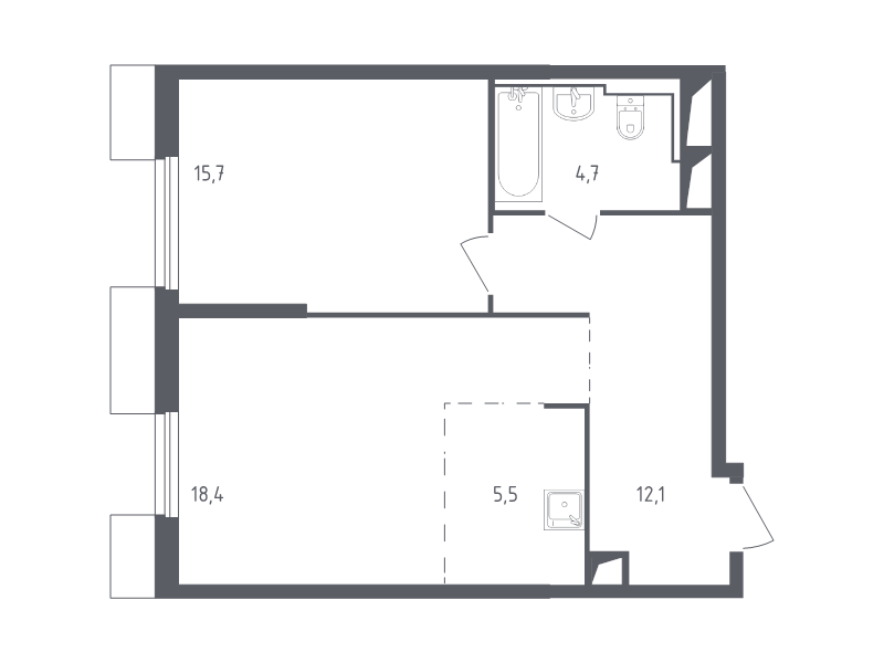 2 ккв (Евро) 56,4 м²