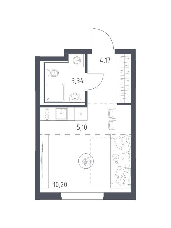 Студия 22,8 м²