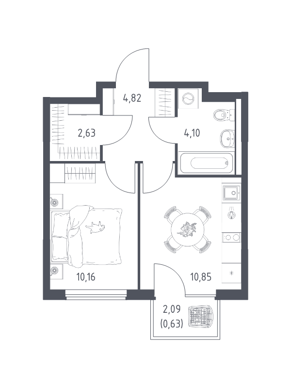 1 ккв 33,2 м²