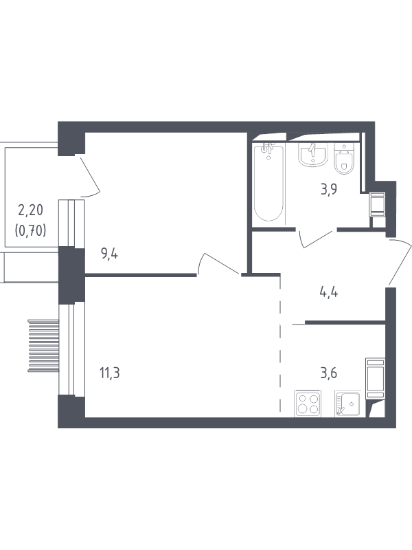 1 ккв 32,9 м²