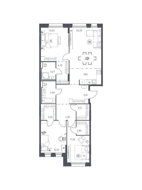 4 ккв (Евро) 103,5 м²