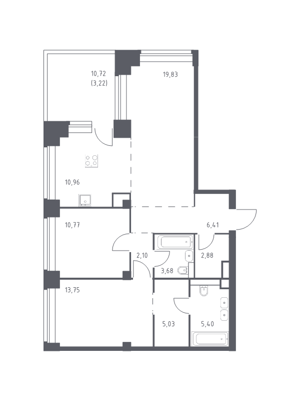 3 ккв (Евро) 84 м²