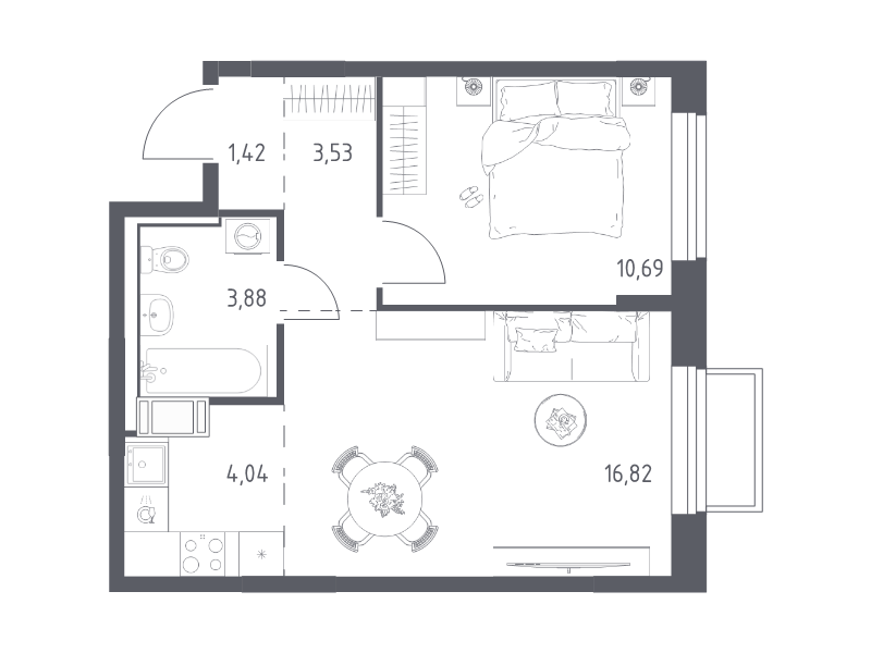 2 ккв (Евро) 40,4 м²