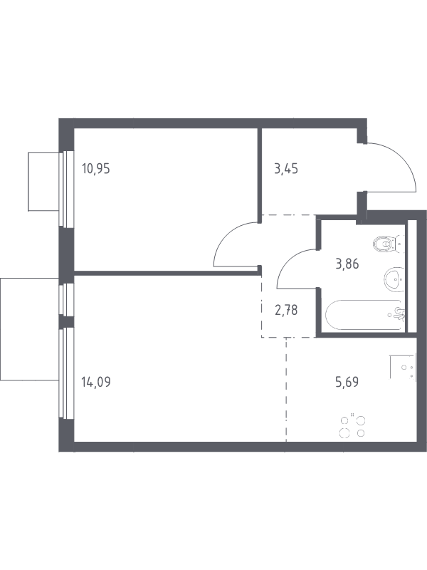 2 ккв (Евро) 40,8 м²
