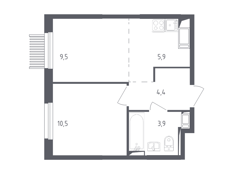 2 ккв (Евро) 33,6 м²