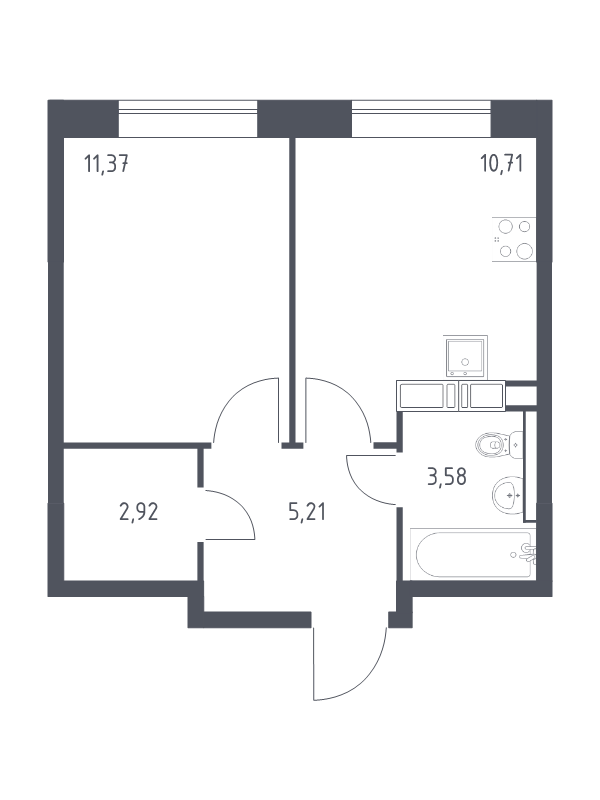 1 ккв 33,8 м²