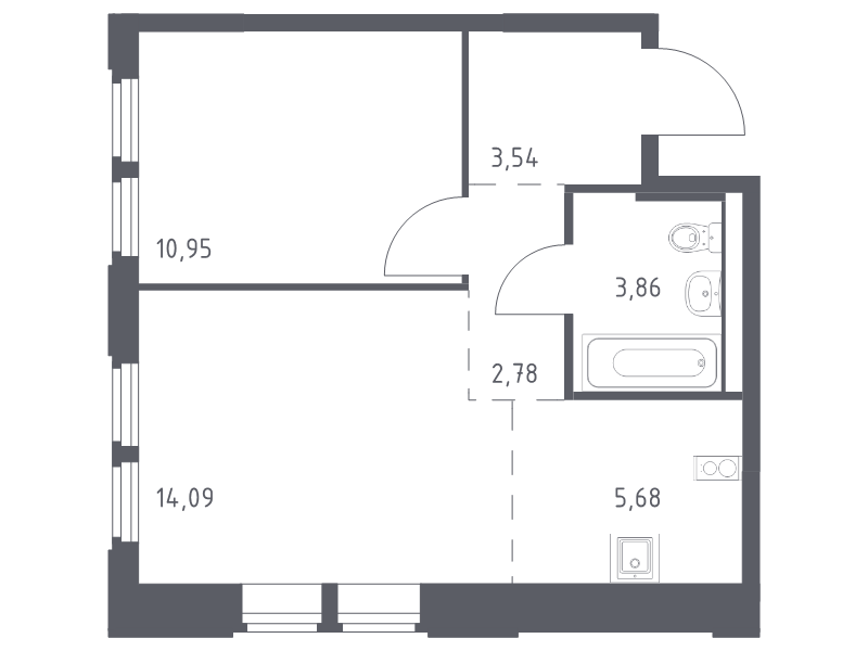 2 ккв (Евро) 40,9 м²