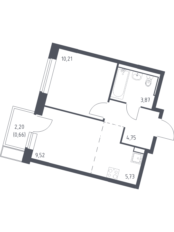 2 ккв (Евро) 34,7 м²