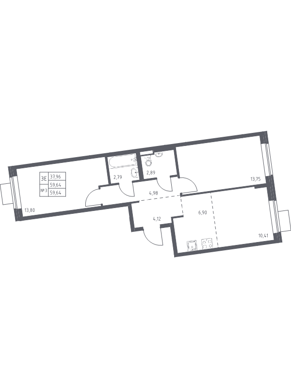 3 ккв (Евро) 59,6 м²