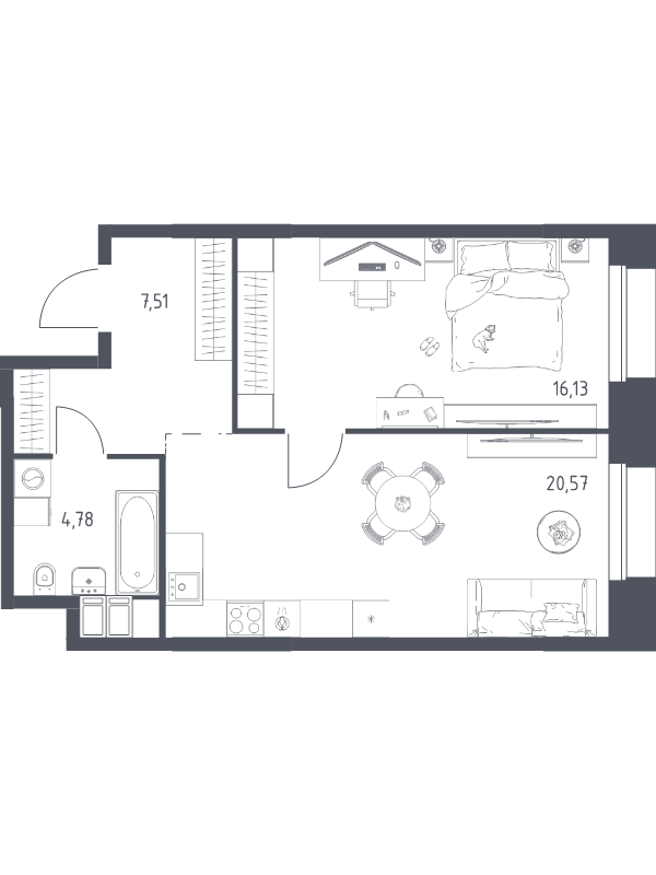2 ккв (Евро) 49 м²