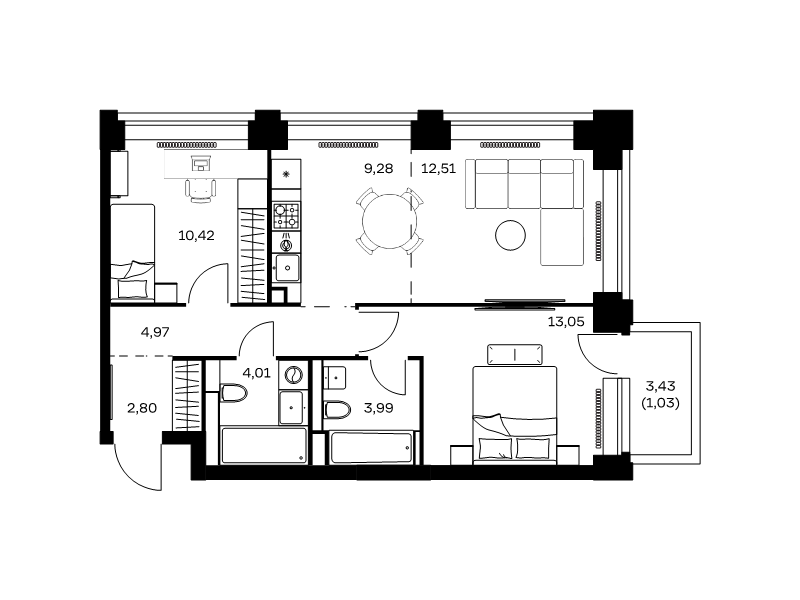 3 ккв (Евро) 62,1 м²