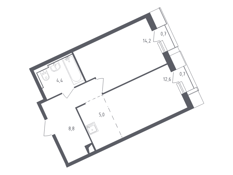 2 ккв (Евро) 46,4 м²
