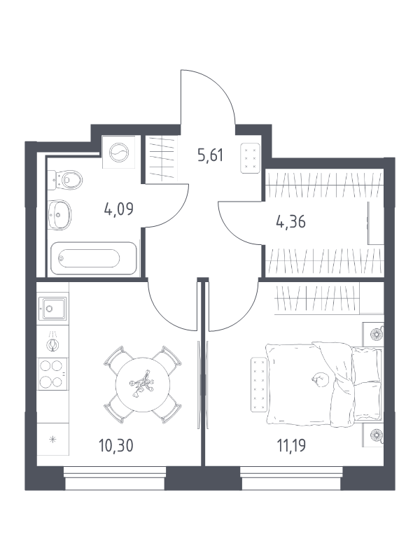 1 ккв 35,6 м²