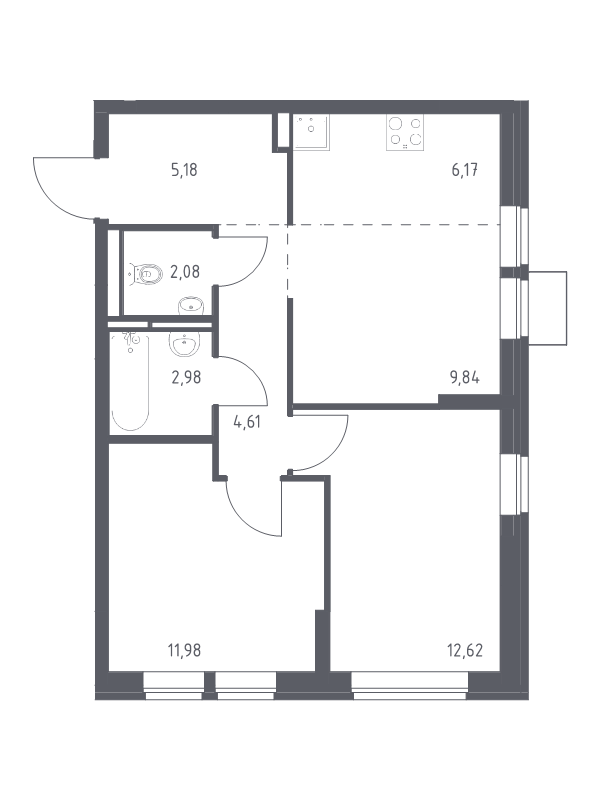 3 ккв (Евро) 55,5 м²