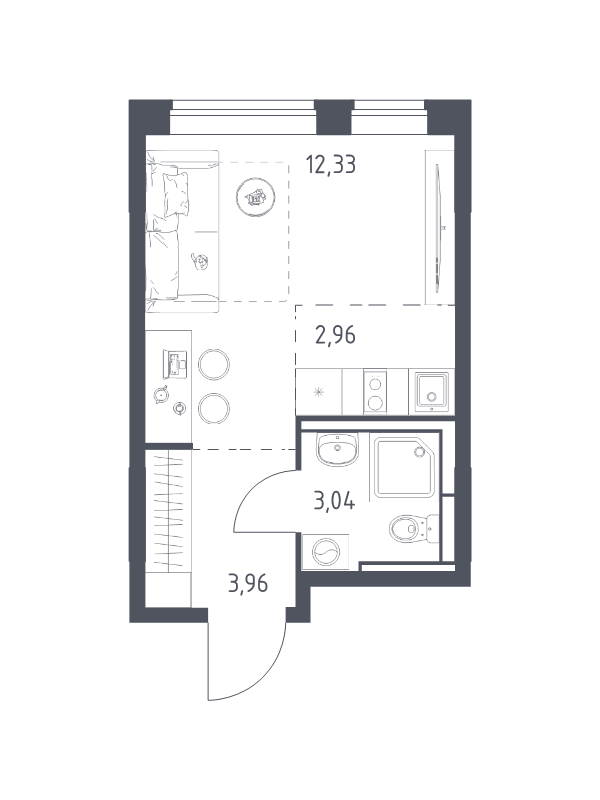 Студия 22,3 м²