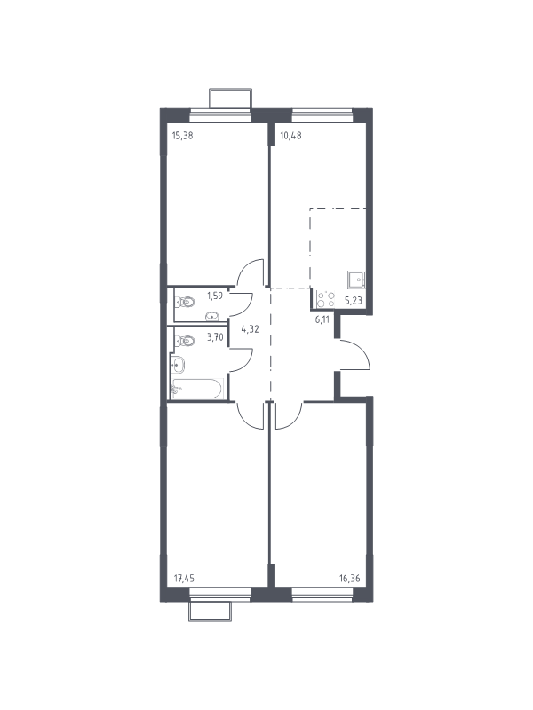 4 ккв (Евро) 80,6 м²