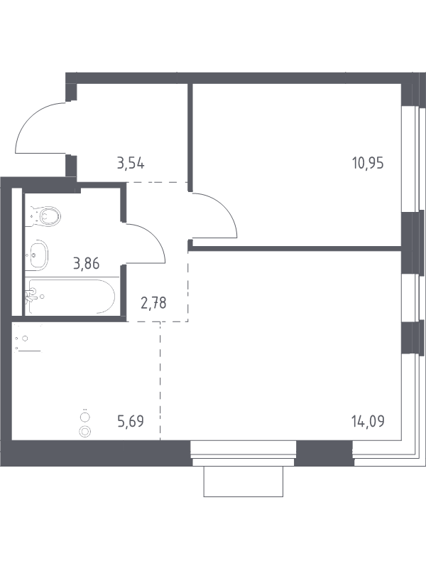 2 ккв (Евро) 40,9 м²