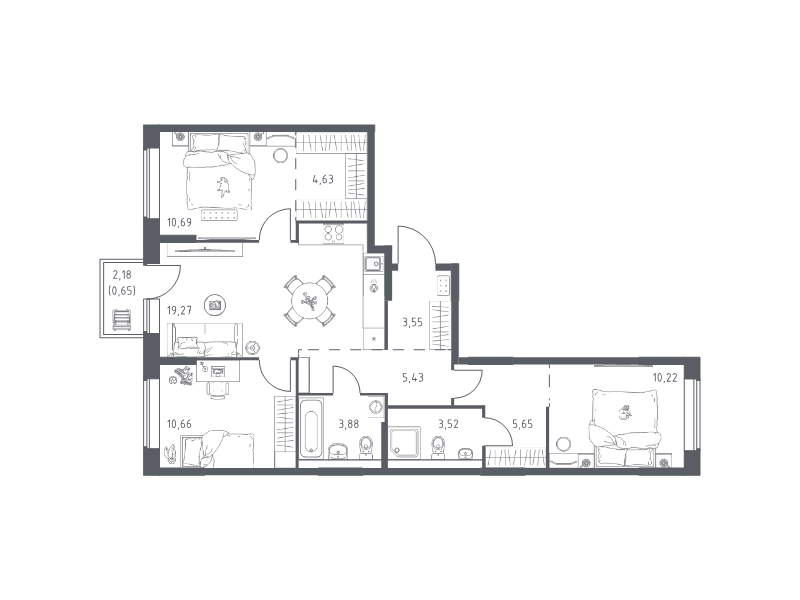 4 ккв (Евро) 78,2 м²