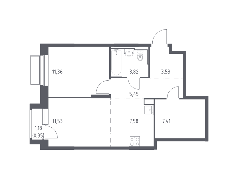 2 ккв (Евро) 51 м²