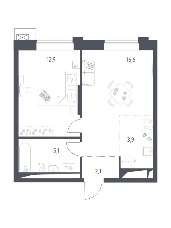 2 ккв (Евро) 40,6 м²