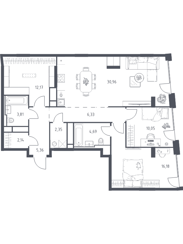 4 ккв (Евро) 94 м²
