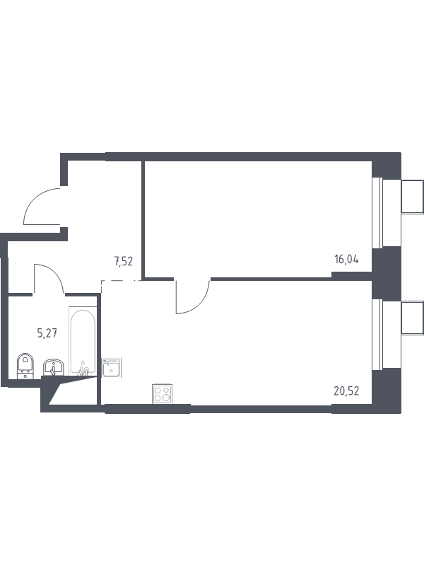 2 ккв (Евро) 49,5 м²