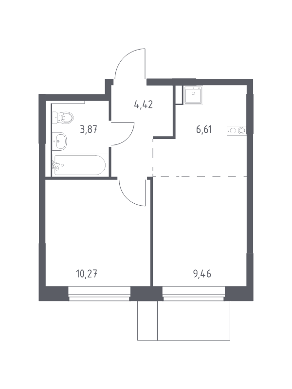 2 ккв (Евро) 34,6 м²