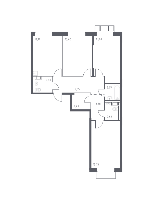 3 ккв 80,1 м²
