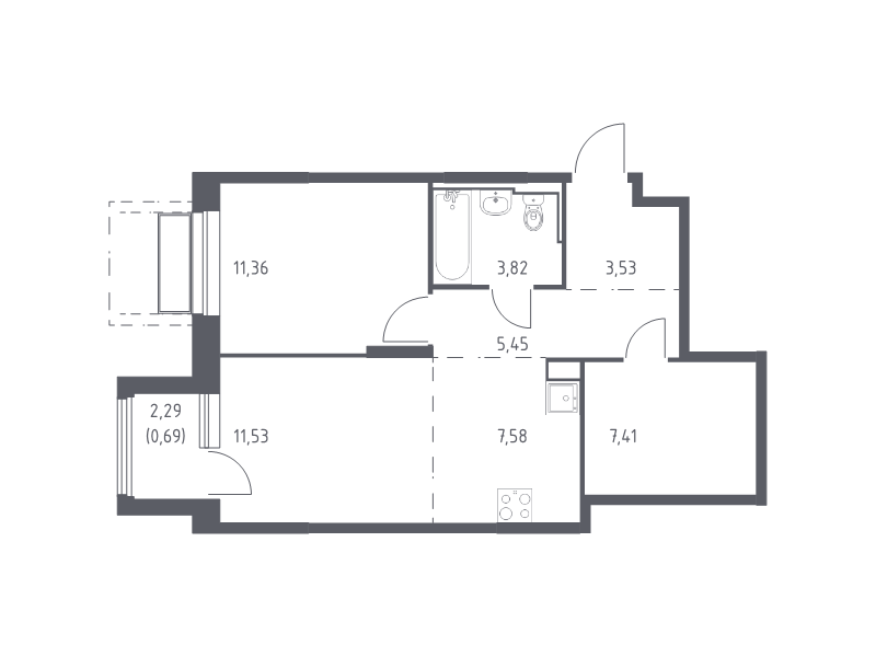 2 ккв (Евро) 51,4 м²