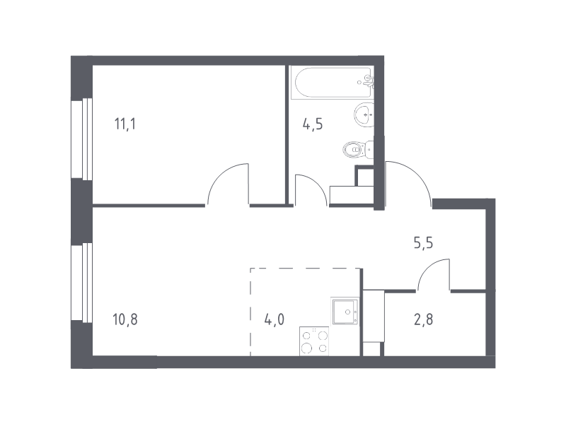1 ккв 37,7 м²