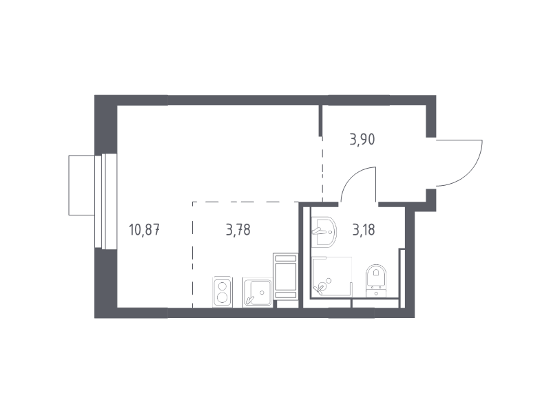 Студия 21,7 м²