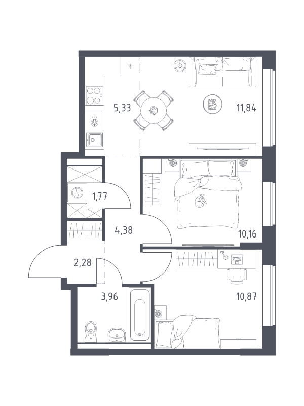 3 ккв (Евро) 50,6 м²