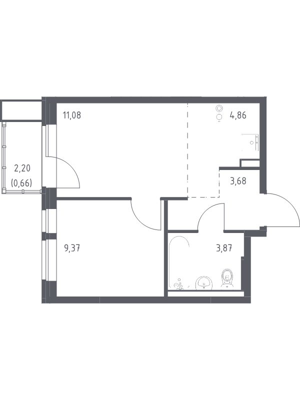 2 ккв (Евро) 33,6 м²