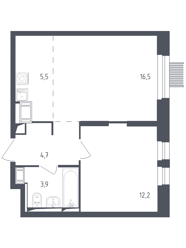 2 ккв (Евро) 42,5 м²
