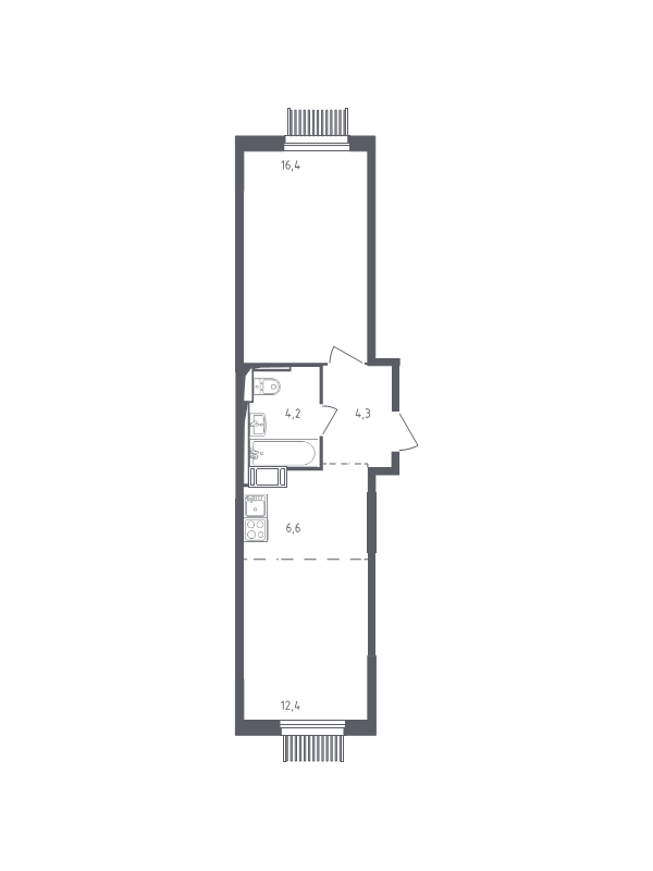 2 ккв (Евро) 43,3 м²