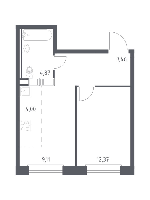 1 ккв 37,8 м²