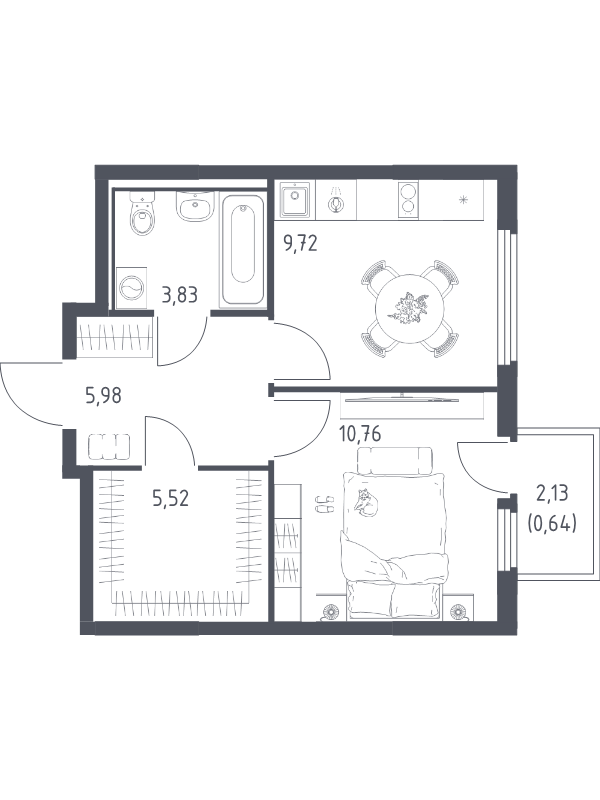 1 ккв 36,5 м²