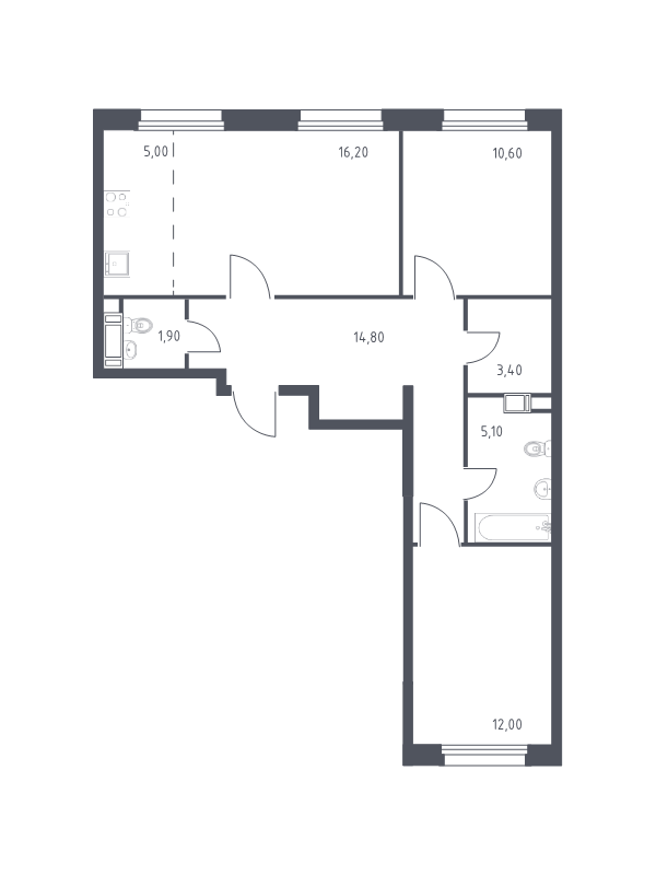3 ккв (Евро) 69 м²