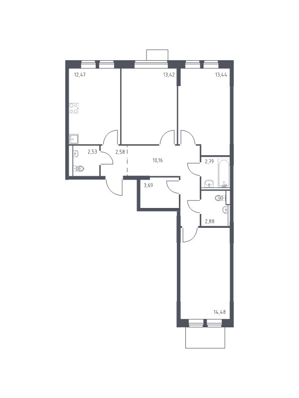 3 ккв 78,4 м²