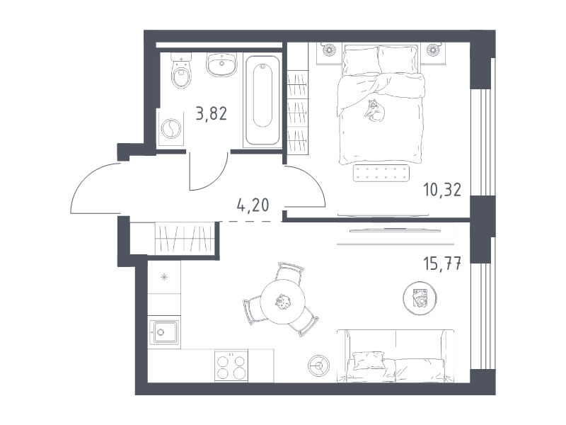 2 ккв (Евро) 34,1 м²