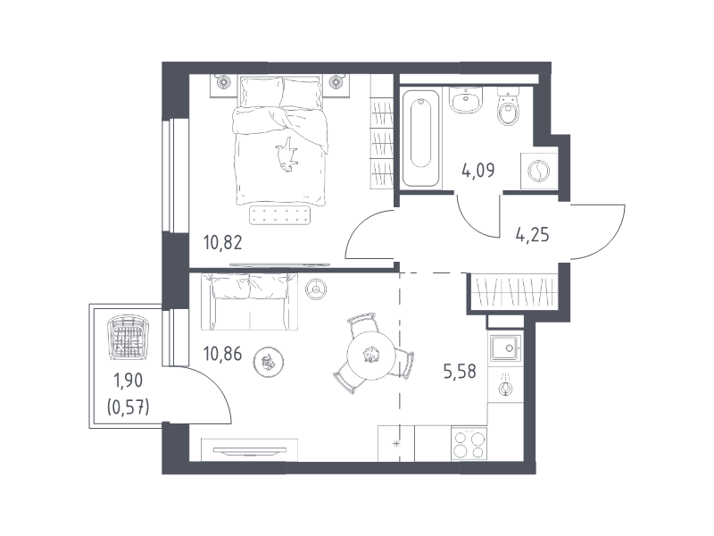 2 ккв (Евро) 36,2 м²