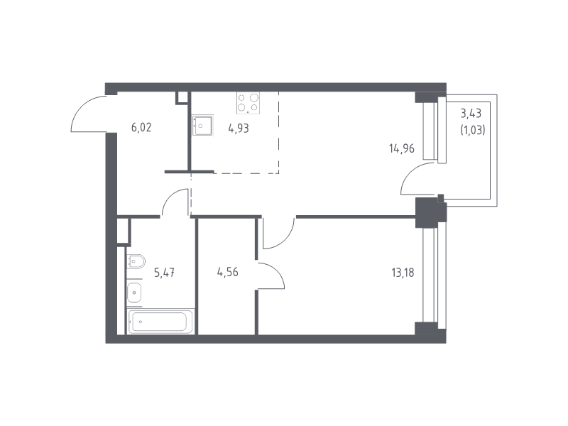 2 ккв (Евро) 50,2 м²