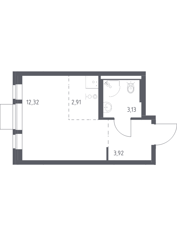 Студия 22,3 м²