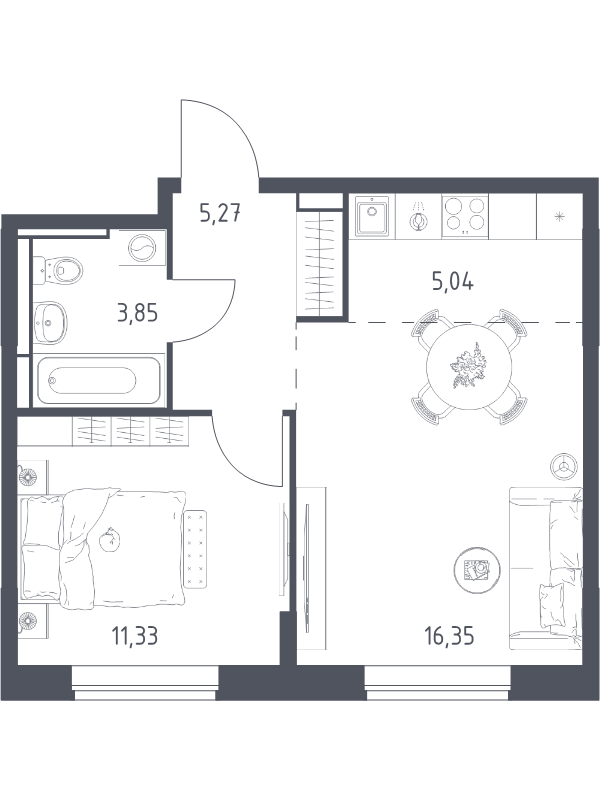 2 ккв (Евро) 41,8 м²