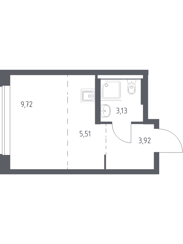 Студия 22,3 м²
